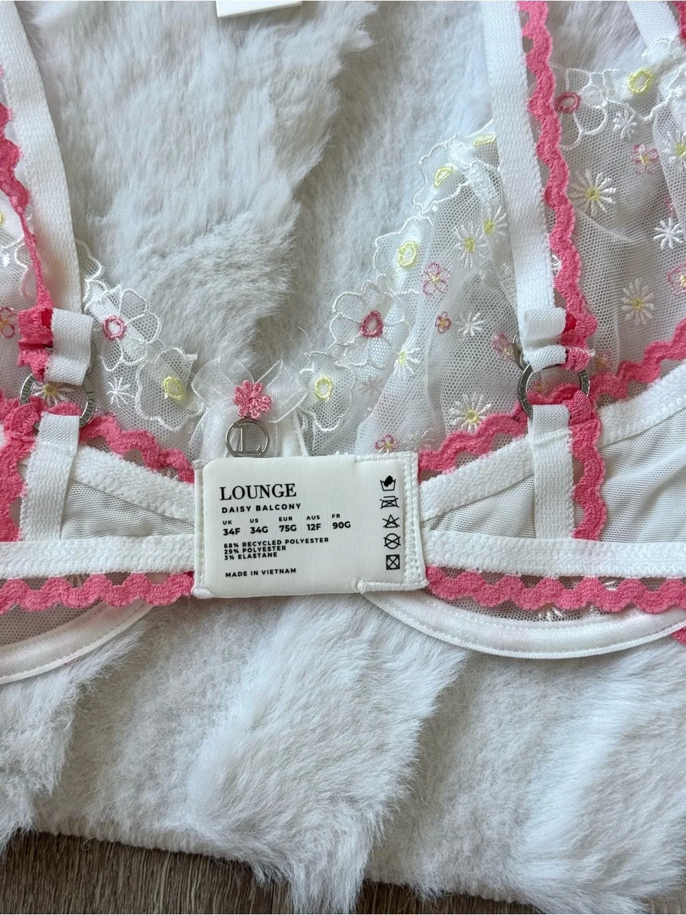 NWT Lounge Daisy Embroidered Balcony Bra 34G